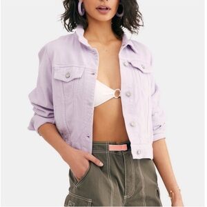 Free People Lilac Lavender Rumors Denim Jean Jacket